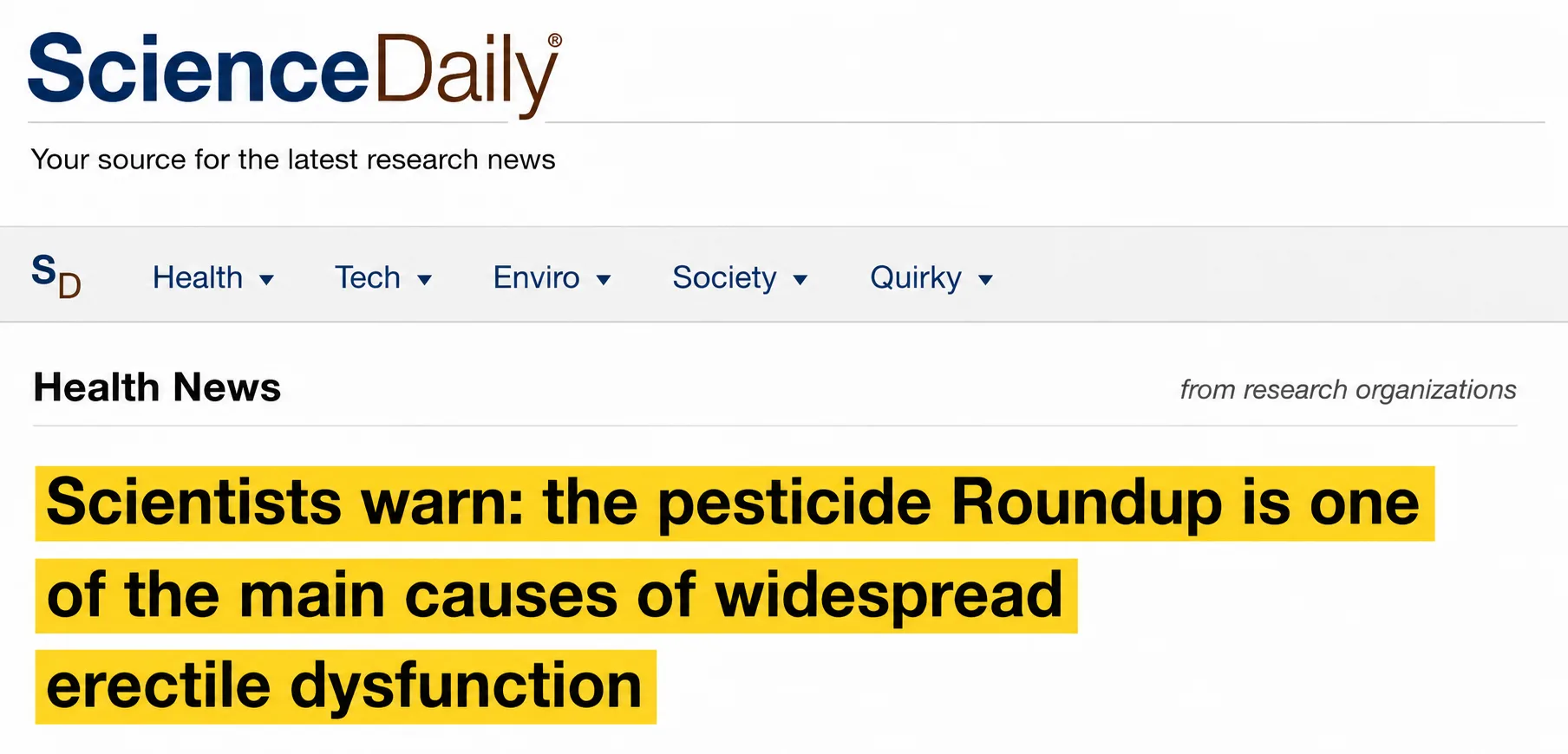 News coverage on glyphosate contamination