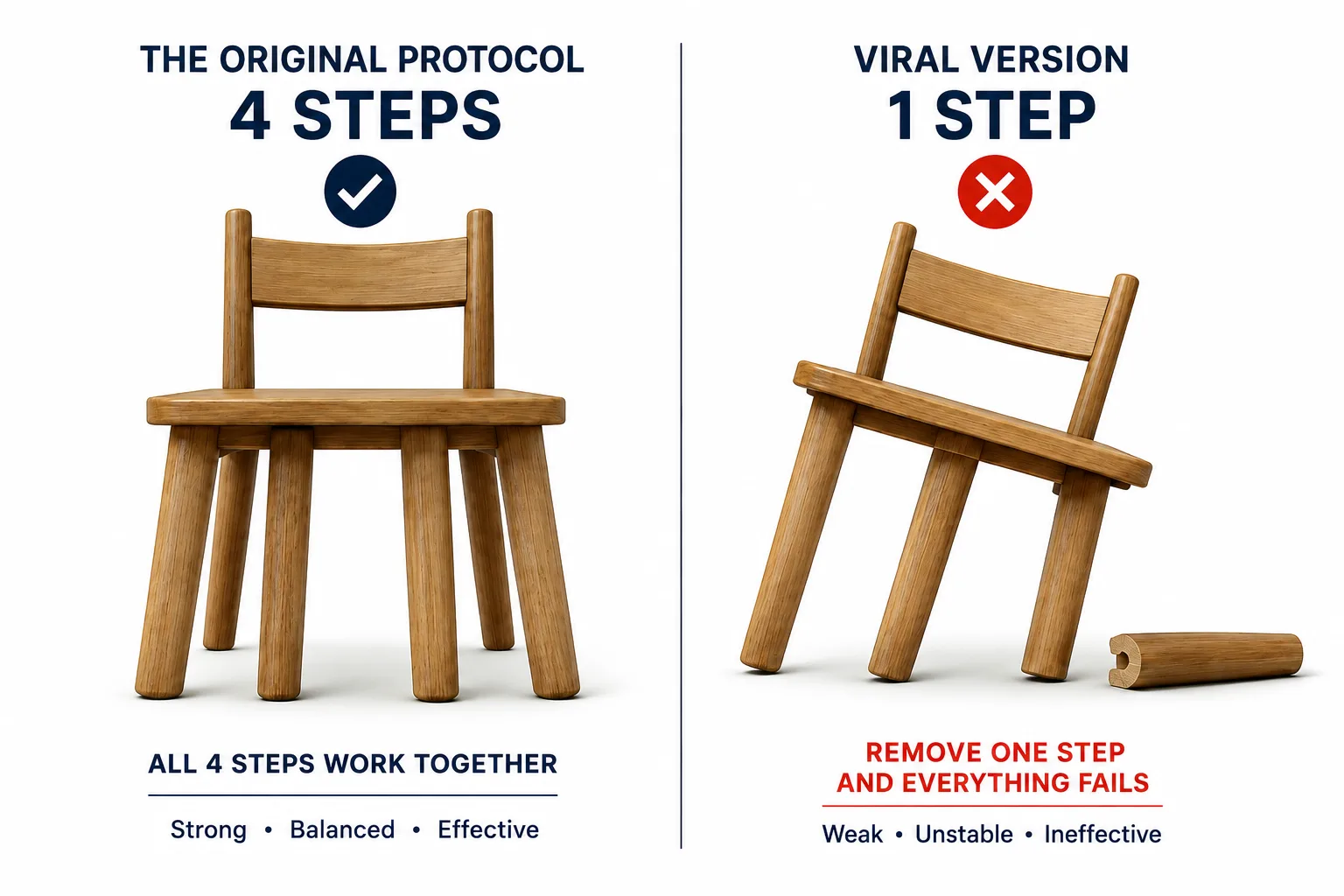 Like a 4-legged chair — remove one leg and it collapses